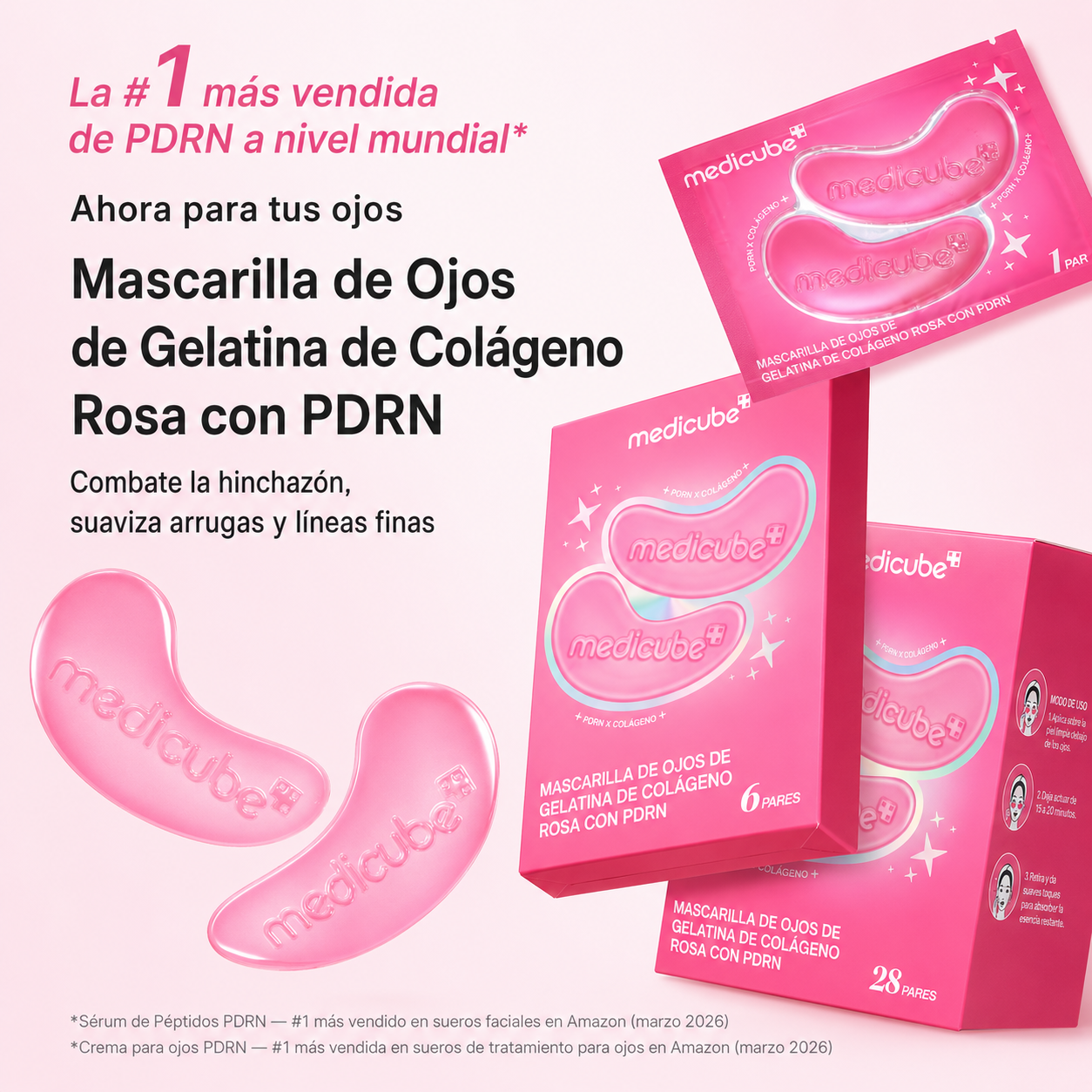 medicube PDRN Colágeno Rosa Gelatina Eye Patch 6 pares