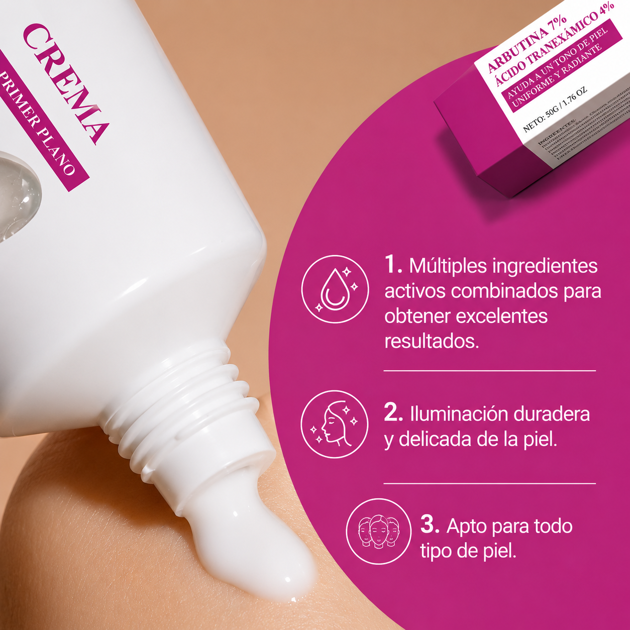 Crema facial hidratante ligera para manchas oscuras y tono de piel desigual