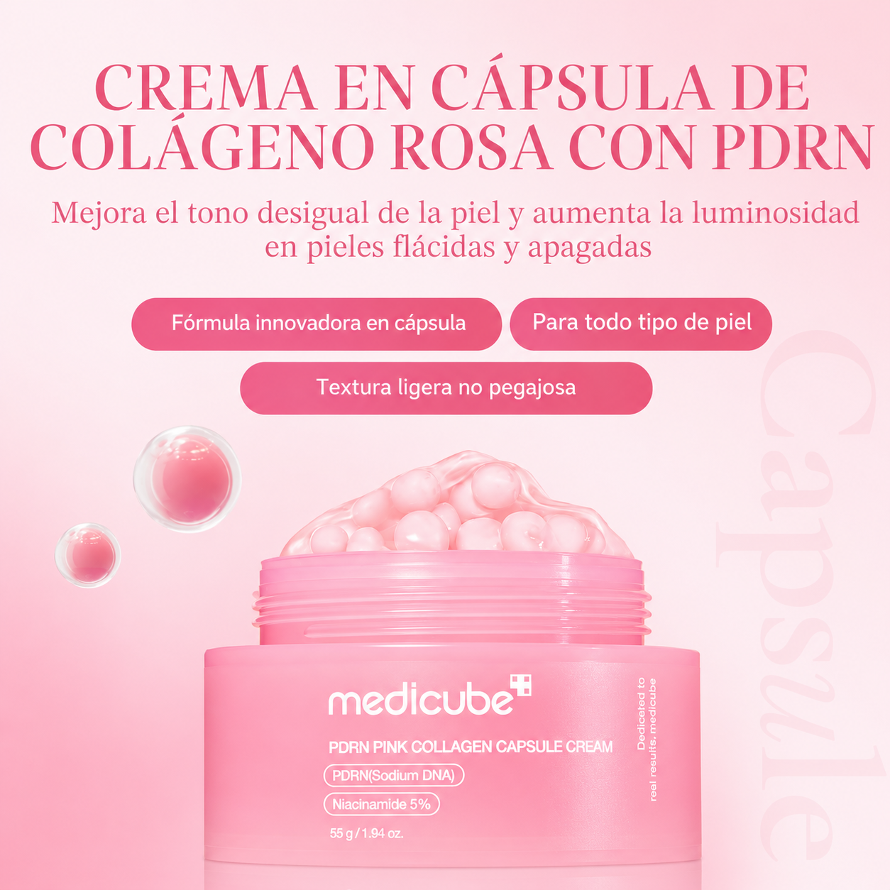 medicube Crema cápsula con salmón PDRN colágeno rosa